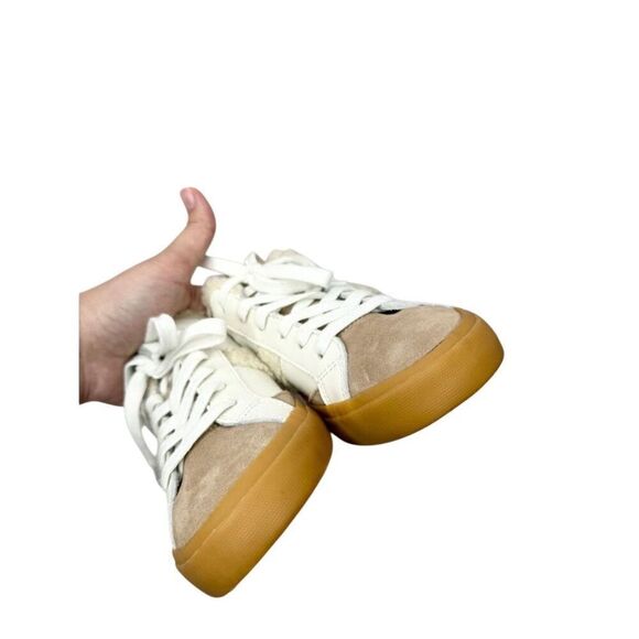 Marc Fisher Ltd. Sneaker Size 6 Tan White Suede Faux Shearling Winter Shoes - Picture 5 of 11